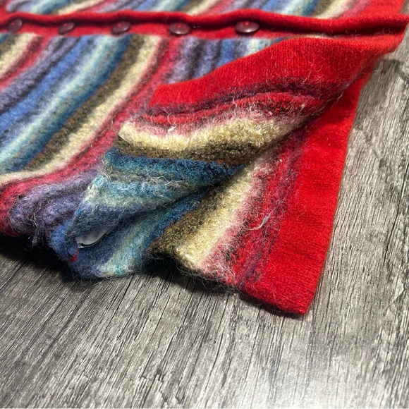 Judith Glee Multicolor Striped Mohair Cardigan with Red Trim - Picture 4 of 6